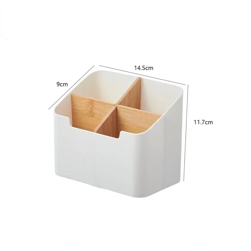 Organizador de mesa con compartimentos para mandos, móvil y accesorios