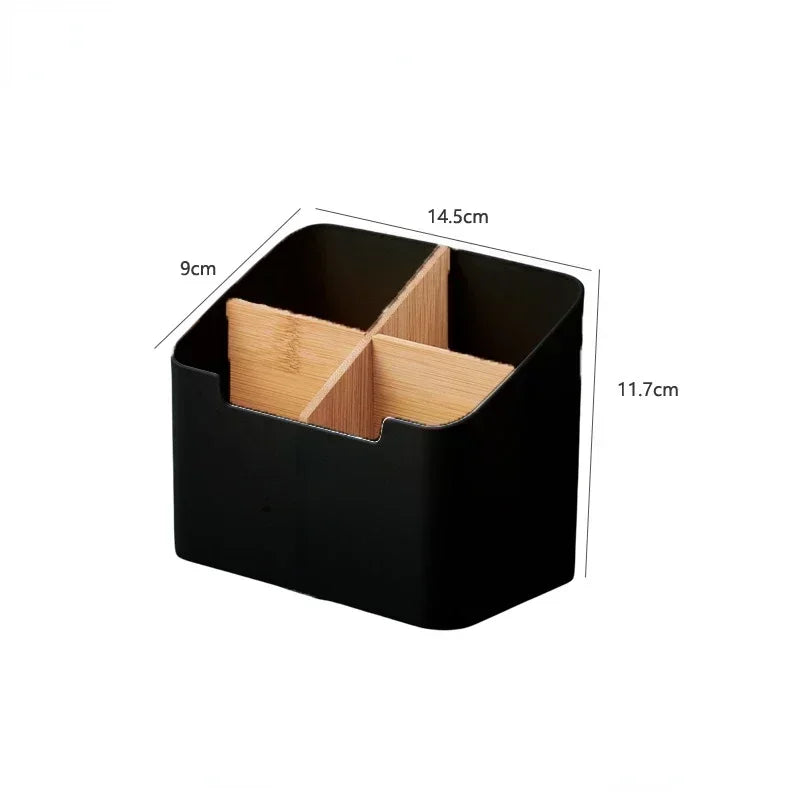 Organizador de mesa con compartimentos para mandos, móvil y accesorios