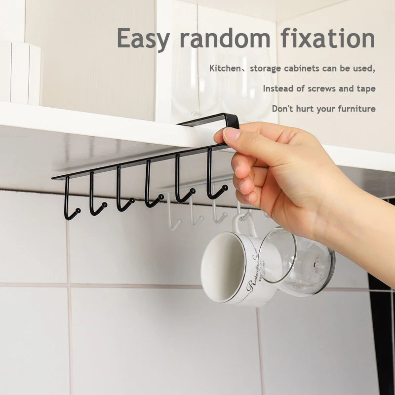 Colgador de tazas bajo estante con 6 ganchos | organizador para cocina