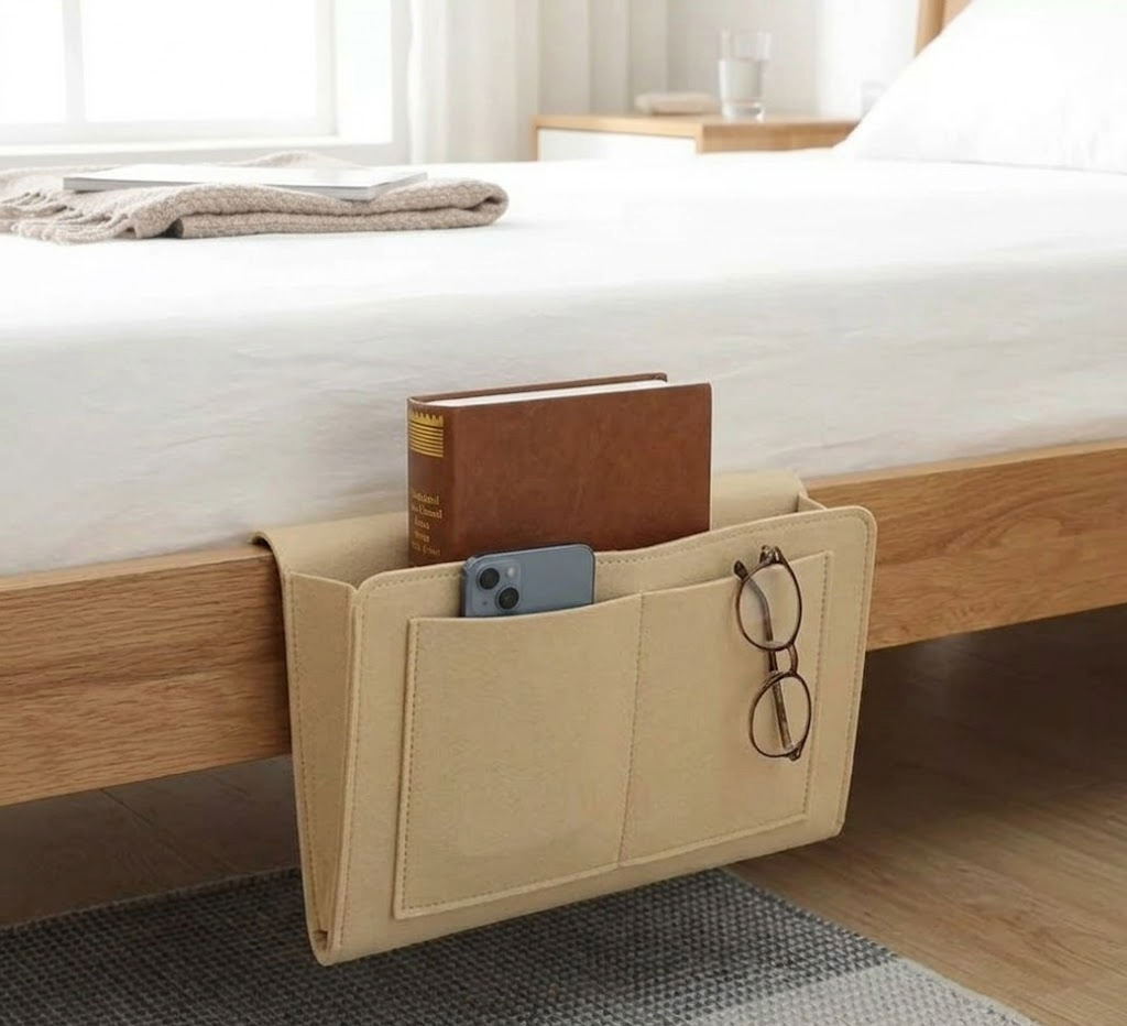 Organizador de Cama con Bolsillos – Todo a Mano sin Mesilla