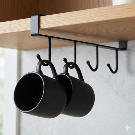 Colgador de tazas bajo estante con 6 ganchos | organizador para cocina