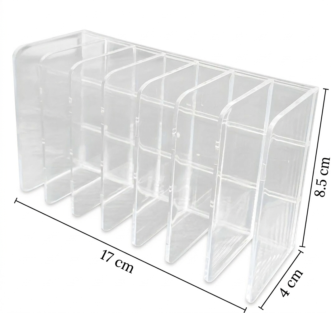 Organizador transparente de maquillaje 7 ranuras – Orden visible y acceso rápido